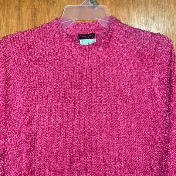 •LANE BRYANT•BNWT PINK EYELASH MOCK NECK KNIT FUZZY HIGH-LOW SWEATER SIZE 18/20 - Picture 6 of 9